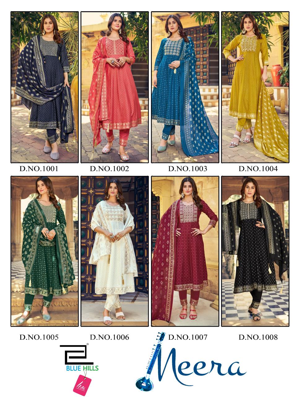 Meera By Blue Hills Rayon Printed Anarkali Kurti With Bottom Dupatta Wholesale Market In Surat